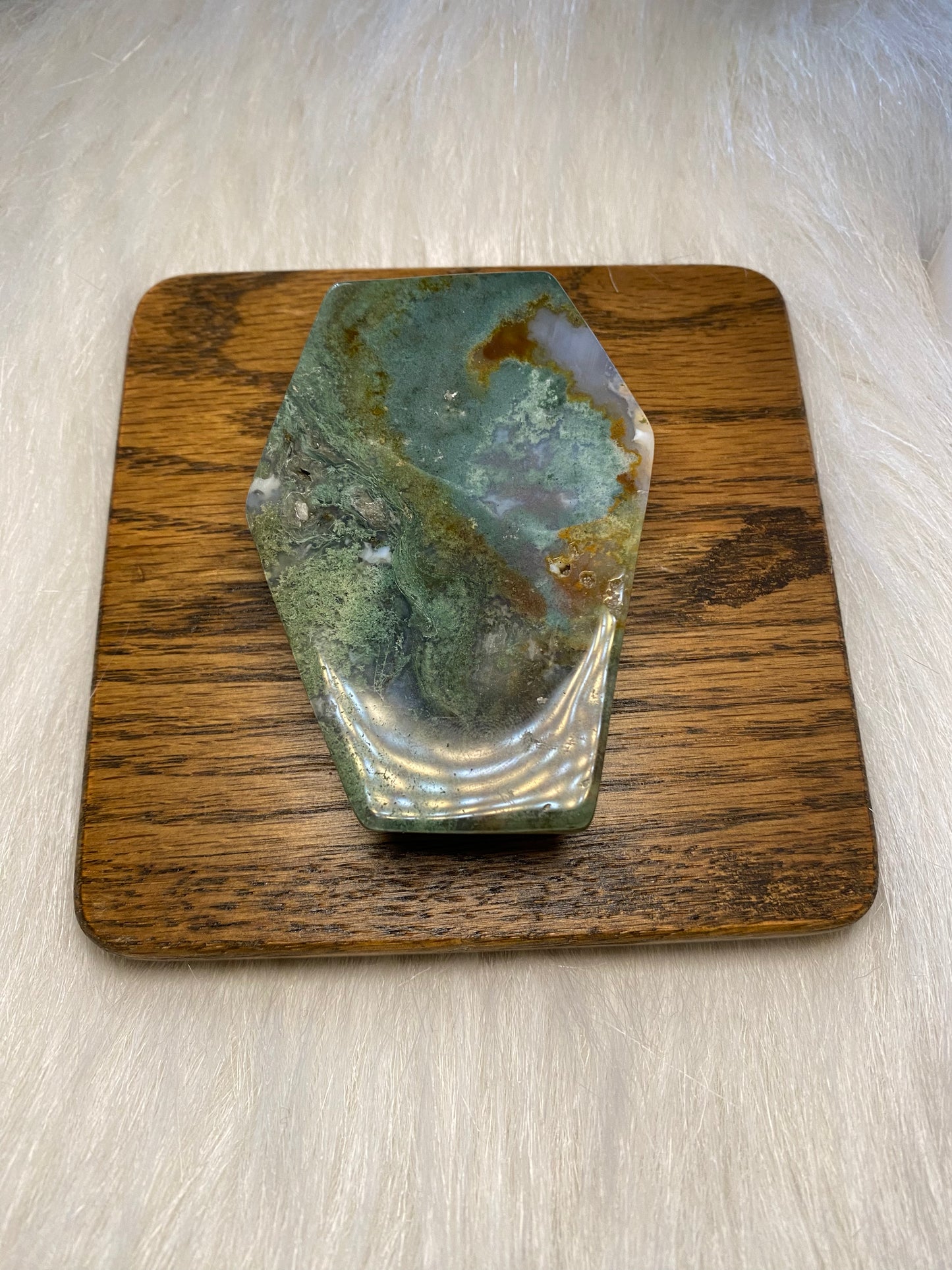 Moss Agate Coffin Bowls
