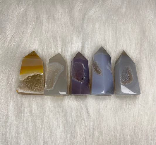 Small Druzy Agate Towers